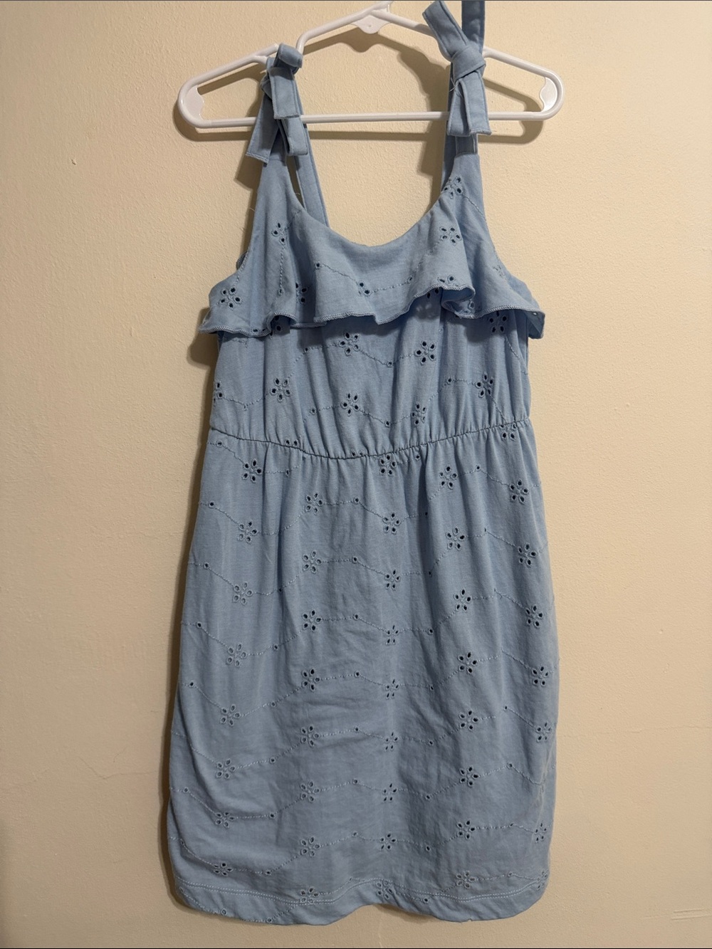 Cat & Jack Light Blue Eyelet Tie-Shoulder Dress
